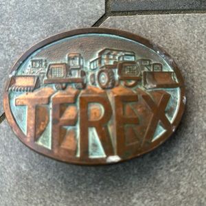 VINTAGE TEREX CO BELT BUCKLE HEAVY CONSTRUCTION EQUIPMENT EXCAVATION GM GENERAL